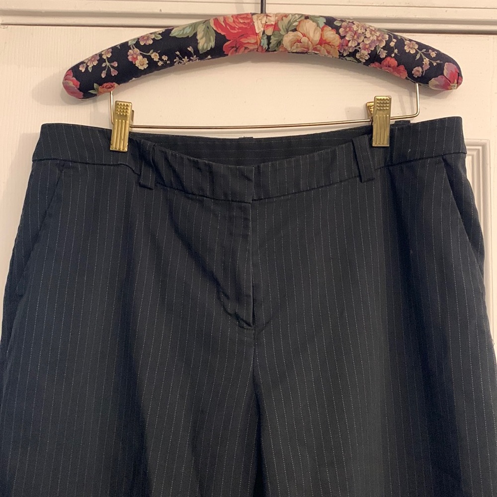 Ankle pants, black with white pinstripe